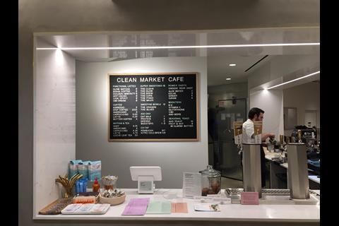 The cafe provides food and drink to customers fresh from the store's treatment rooms